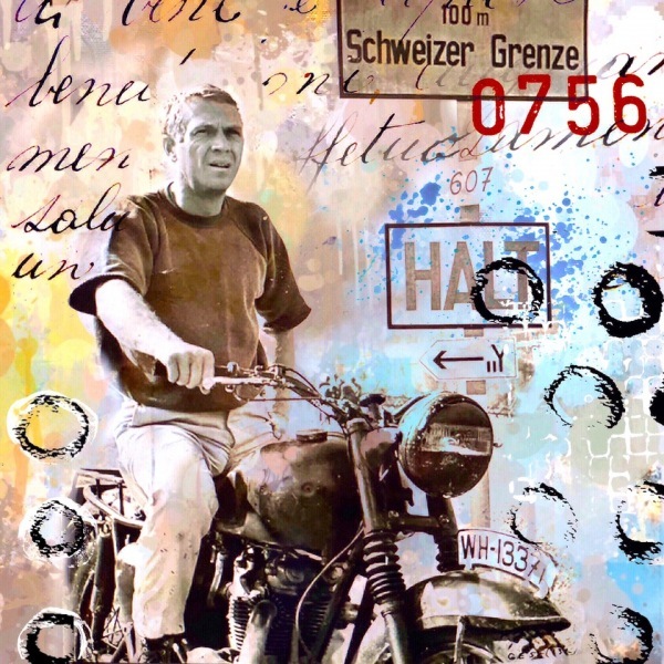1A-Ikonen-Bild-Collage-Marion-Duschletta-Vintage-Steve-Mc-Queen-Bike