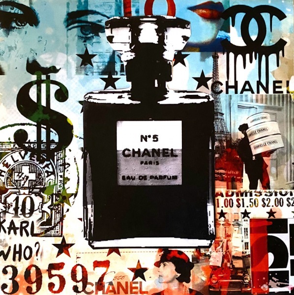 Chanel-Pop-Art-Bild-Marion-Duschletta-Collage-Chanel-Dollar
