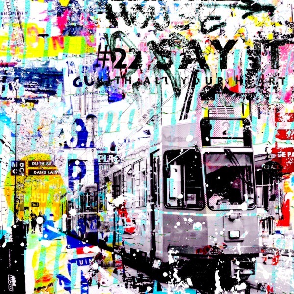 Collage-Pop-Art-Bild-Collage-Marion-Duschletta-Schweiz-Basel-Tram