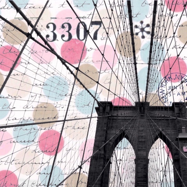 1NYC-New-York-Collage-Bild-Pop-Art-Marion-Duschletta-Brooklyn-NYC-Bridge-Dots-Rosa