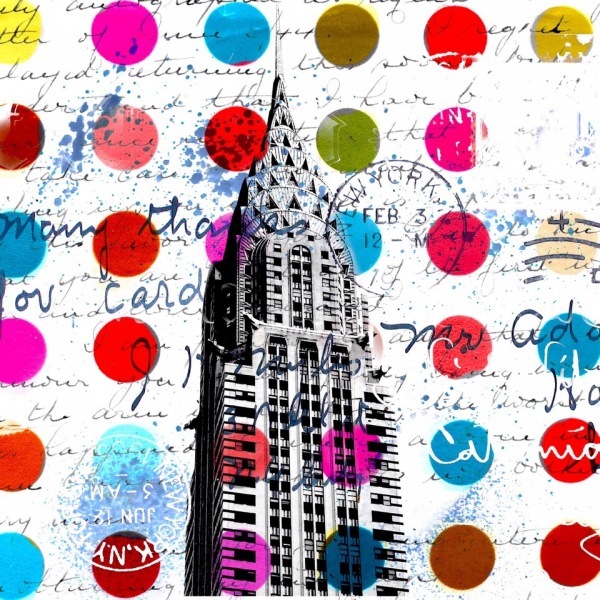 1NYC-New-York-Collage-Bild-Pop-Art-Marion-Duschletta-Chrysler-Dots